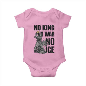 Statue Of Liberty Freedom Protest Baby Onesie No Kings No Wars No Ice TS12 Light Pink Print Your Wear