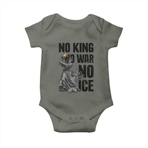Statue Of Liberty Freedom Protest Baby Onesie No Kings No Wars No Ice TS12 Military Green Print Your Wear
