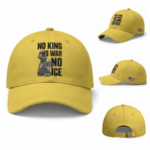 Statue Of Liberty Freedom Protest Baseball Cap No Kings No Wars No Ice TS12 Baseball Cap Universal Fit Yellow Print Your Wear