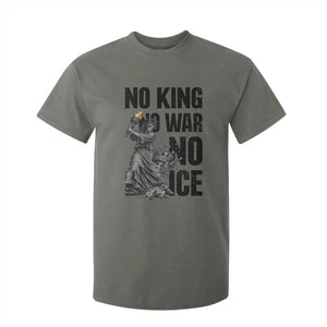 Statue Of Liberty Freedom Protest T Shirt For Kid No Kings No Wars No Ice TS12 Military Green Print Your Wear