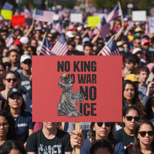 Statue Of Liberty Freedom Protest Protest Sign No Kings No Wars No Ice TS12 Horizontal 18" × 24" Red Print Your Wear