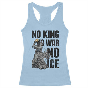 Statue Of Liberty Freedom Protest Racerback Tank Top No Kings No Wars No Ice TS12 Light Blue Print Your Wear