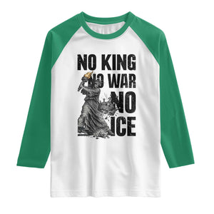 Statue Of Liberty Freedom Protest Raglan Shirt No Kings No Wars No Ice TS12 White Kelly Green Print Your Wear