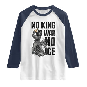 Statue Of Liberty Freedom Protest Raglan Shirt No Kings No Wars No Ice TS12 White Navy Print Your Wear