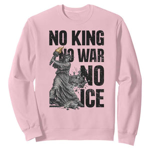 Statue Of Liberty Freedom Protest Sweatshirt No Kings No Wars No Ice TS12 Light Pink Print Your Wear