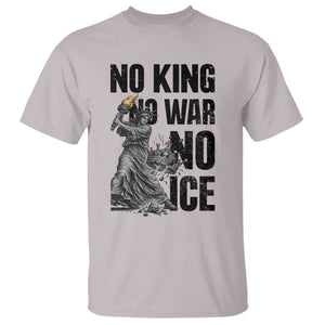 Statue Of Liberty Freedom Protest T Shirt No Kings No Wars No Ice TS12 Ice Gray Print Your Wear