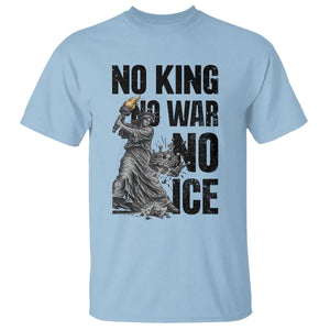 Statue Of Liberty Freedom Protest T Shirt No Kings No Wars No Ice TS12 Light Blue Print Your Wear