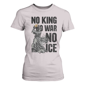 Statue Of Liberty Freedom Protest T Shirt For Women No Kings No Wars No Ice TS12 Ice Gray Print Your Wear