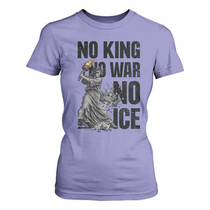 Statue Of Liberty Freedom Protest T Shirt For Women No Kings No Wars No Ice TS12 Violet Print Your Wear