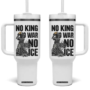 Statue Of Liberty Freedom Protest Tumbler With Handle No Kings No Wars No Ice TS12 One Size: 40 oz White Print Your Wear