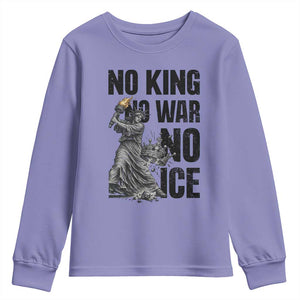 Statue Of Liberty Freedom Protest Youth Sweatshirt No Kings No Wars No Ice TS12 Violet Print Your Wear