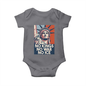 Statue Of Liberty No Kings No War No Ice Baby Onesie Freedom Protest Gift TS12 Charcoal Print Your Wear