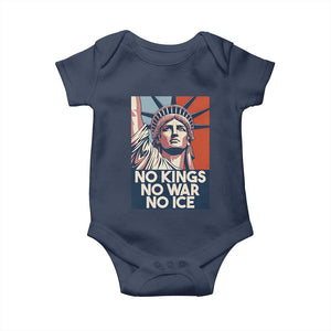 Statue Of Liberty No Kings No War No Ice Baby Onesie Freedom Protest Gift TS12 Navy Print Your Wear