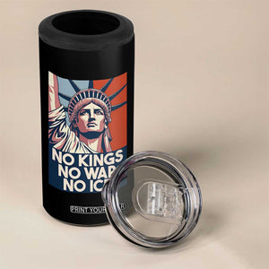 Statue Of Liberty No Kings No War No Ice 4 in 1 Can Cooler Tumbler Freedom Protest Gift TS12 Print Your Wear