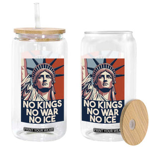 Statue Of Liberty No Kings No War No Ice Glass Can Freedom Protest Gift TS12 Print Your Wear