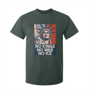 Statue Of Liberty No Kings No War No Ice T Shirt For Kid Freedom Protest Gift TS12 Dark Forest Green Print Your Wear