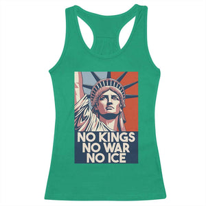 Statue Of Liberty No Kings No War No Ice Racerback Tank Top Freedom Protest Gift TS12 Irish Green Print Your Wear
