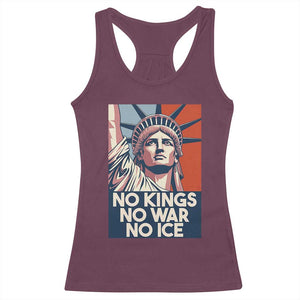 Statue Of Liberty No Kings No War No Ice Racerback Tank Top Freedom Protest Gift TS12 Maroon Print Your Wear