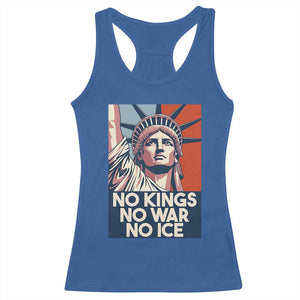 Statue Of Liberty No Kings No War No Ice Racerback Tank Top Freedom Protest Gift TS12 Royal Blue Print Your Wear