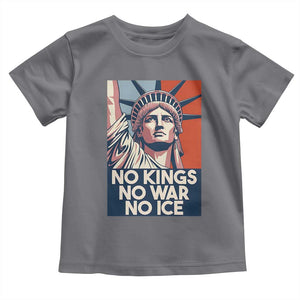 Statue Of Liberty No Kings No War No Ice Toddler T Shirt Freedom Protest Gift TS12 Charcoal Print Your Wear