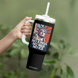 Statue Of Liberty No Kings No War No Ice Tumbler With Handle Freedom Protest Gift TS12 Print Your Wear