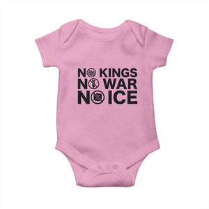 Anti Monarchy Political Baby Onesie No Kings No Wars No Ice TS12 Light Pink Print Your Wear