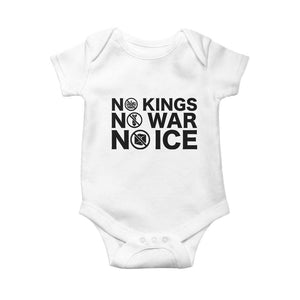 Anti Monarchy Political Baby Onesie No Kings No Wars No Ice TS12 White Print Your Wear
