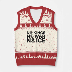 Anti Monarchy Political V-Neck Knit Sweater Vest No Kings No Wars No Ice TS12 Beige Red Print Your Wear