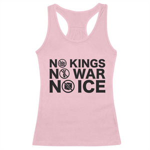 Anti Monarchy Political Racerback Tank Top No Kings No Wars No Ice TS12 Light Pink Print Your Wear