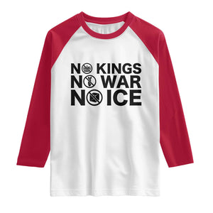 Anti Monarchy Political Raglan Shirt No Kings No Wars No Ice TS12 White Red Print Your Wear