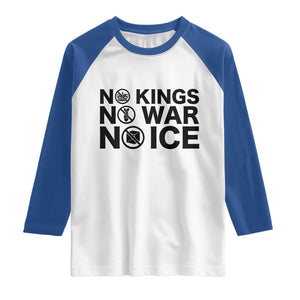 Anti Monarchy Political Raglan Shirt No Kings No Wars No Ice TS12 White Royal Print Your Wear
