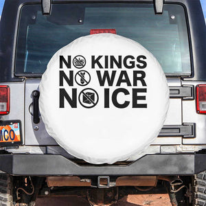 Anti Monarchy Political Spare Tire Cover No Kings No Wars No Ice TS12 No hole White Print Your Wear