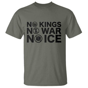 Anti Monarchy Political T Shirt No Kings No Wars No Ice TS12 Military Green Print Your Wear