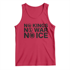 Anti Monarchy Political Tank Top No Kings No Wars No Ice TS12 Red Print Your Wear