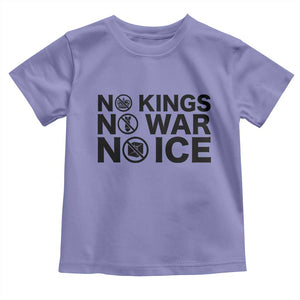 Anti Monarchy Political Toddler T Shirt No Kings No Wars No Ice TS12 Violet Print Your Wear
