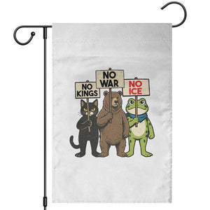 Funny Animal Protest Garden Flag No Kings No Wars No Ice TS12 White Print Your Wear