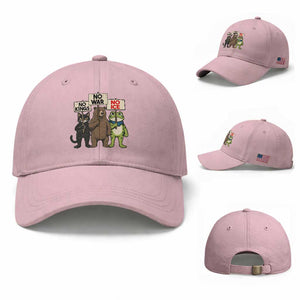 Funny Animal Protest Baseball Cap No Kings No Wars No Ice TS12 Baseball Cap Universal Fit Light Pink Print Your Wear