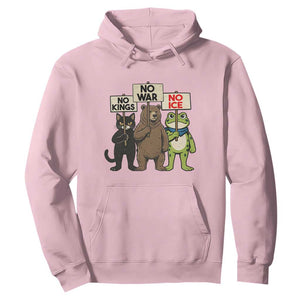 Funny Animal Protest Hoodie No Kings No Wars No Ice TS12 Light Pink Print Your Wear