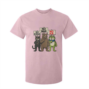 Funny Animal Protest T Shirt For Kid No Kings No Wars No Ice TS12 Light Pink Print Your Wear