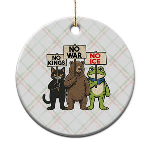 Funny Animal Protest Ceramic Ornament No Kings No Wars No Ice TS12 1pc Christmas Plaid Print Your Wear