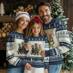 Funny Animal Protest Ugly Christmas Sweater No Kings No Wars No Ice TS12 Beige Navy Print Your Wear