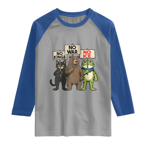 Funny Animal Protest Raglan Shirt No Kings No Wars No Ice TS12 Sport Gray Royal Print Your Wear