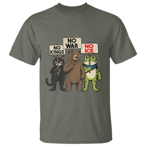 Funny Animal Protest T Shirt No Kings No Wars No Ice TS12 Military Green Print Your Wear