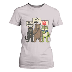 Funny Animal Protest T Shirt For Women No Kings No Wars No Ice TS12 Ice Gray Print Your Wear