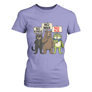Funny Animal Protest T Shirt For Women No Kings No Wars No Ice TS12 Violet Print Your Wear