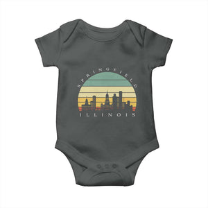 Vintage Springfield Illinois Pride Baby Onesie Scenic Cityscape Gift TS12 Dark Heather Print Your Wear
