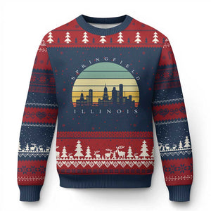 Vintage Springfield Illinois Pride Ugly Christmas Sweater Scenic Cityscape Gift TS12 Navy Red Print Your Wear