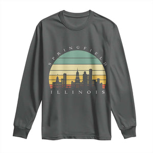 Vintage Springfield Illinois Pride Long Sleeve Shirt Scenic Cityscape Gift TS12 Dark Heather Print Your Wear