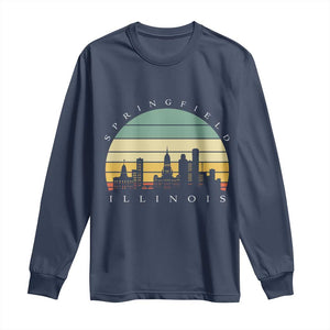 Vintage Springfield Illinois Pride Long Sleeve Shirt Scenic Cityscape Gift TS12 Navy Print Your Wear
