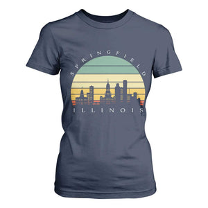 Vintage Springfield Illinois Pride T Shirt For Women Scenic Cityscape Gift TS12 Navy Print Your Wear